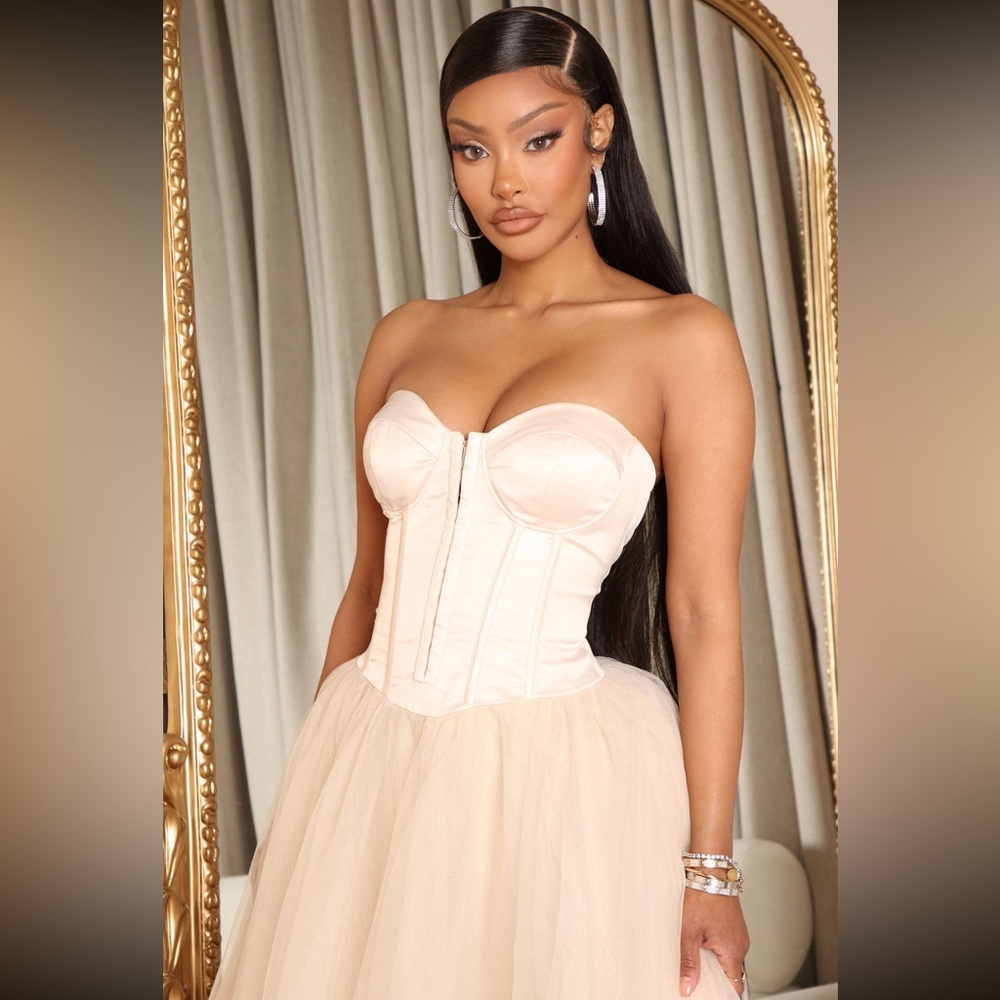 Irena Tulle Maxi Dress - Nude